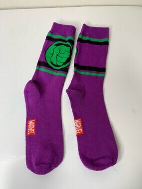 Hulk Marvel Mens Casual Dress Crew Socks Purple Green